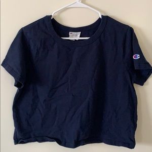 Champion navy oversized crop top tshirt in size L